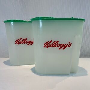 Kelloggs Vintage 1996 Cereal Storage Container with Green Lid